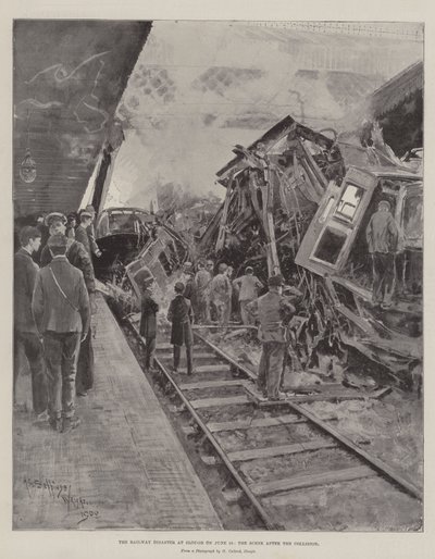 6月16日のスラウでの鉄道災害、衝突後のシーン 作： Henry Charles Seppings Wright